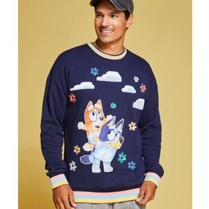 BoxLunch Bluey and Bingo Daisy Crew Sweatshirt Navy Blue Small S Kids‎ Cartoon